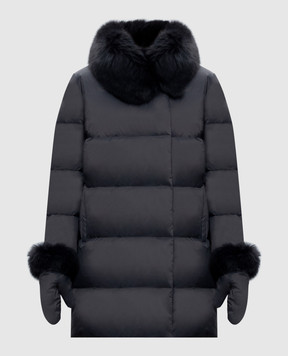 Yves Salomon Army Gray down jacket with fox fur 27WFM01790U06W