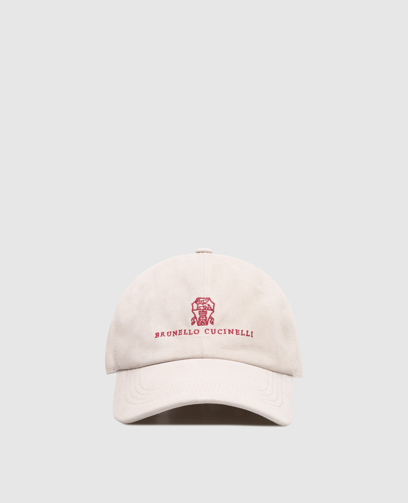 Gray suede cap with logo embroidery