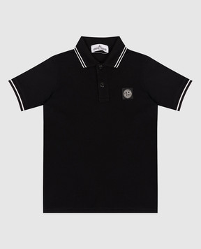 Stone Island Children's black polo shirt with logo patch L1S162200001S00181012
