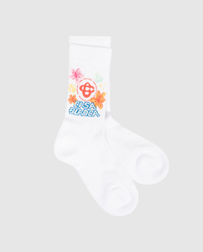 Casablanca White socks with a floral pattern ASS26ACC01005