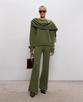 Rowen Rose Green flared pants with wool RRK042