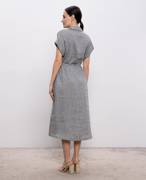Peserico Gray linen midi dress S02412A02600