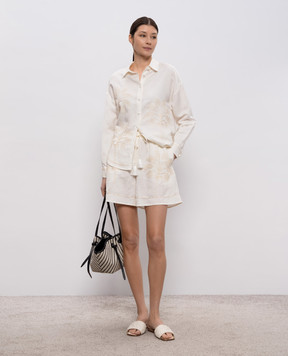 Twinset White linen shorts with embroidery 261LM2MBB