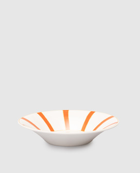 Geminiano Cozzi 1765 White porcelain soup plate Striche Arancio e Oro TTCMI01229053