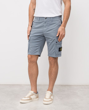 Stone Island Blue cargo shorts with patch L1S15L100019S0A10