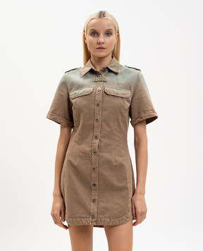Off-White Brown Spray shirt dress 2DB56XS26FAB001