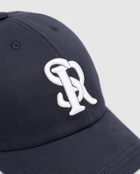 Stefano Ricci Children's blue cap with embroidered monogram logo YCV610028FCTC800