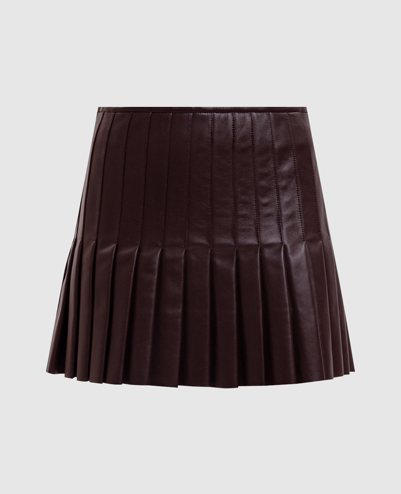 Burgundy leather pleated skirt