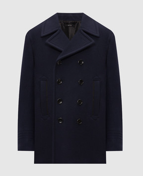 Tom Ford Blue double-breasted wool coat OPR017FMW088