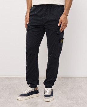 Stone Island Blue joggers with logo patch L2S153100031S0A10