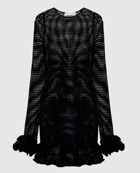 Mach&Mach Black openwork Peony mini dress CD522CR01
