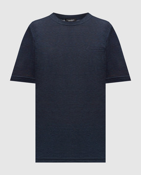 Stefano Ricci Blue linen T-shirt K919071G10T26205