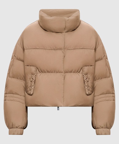 Beige cropped down jacket