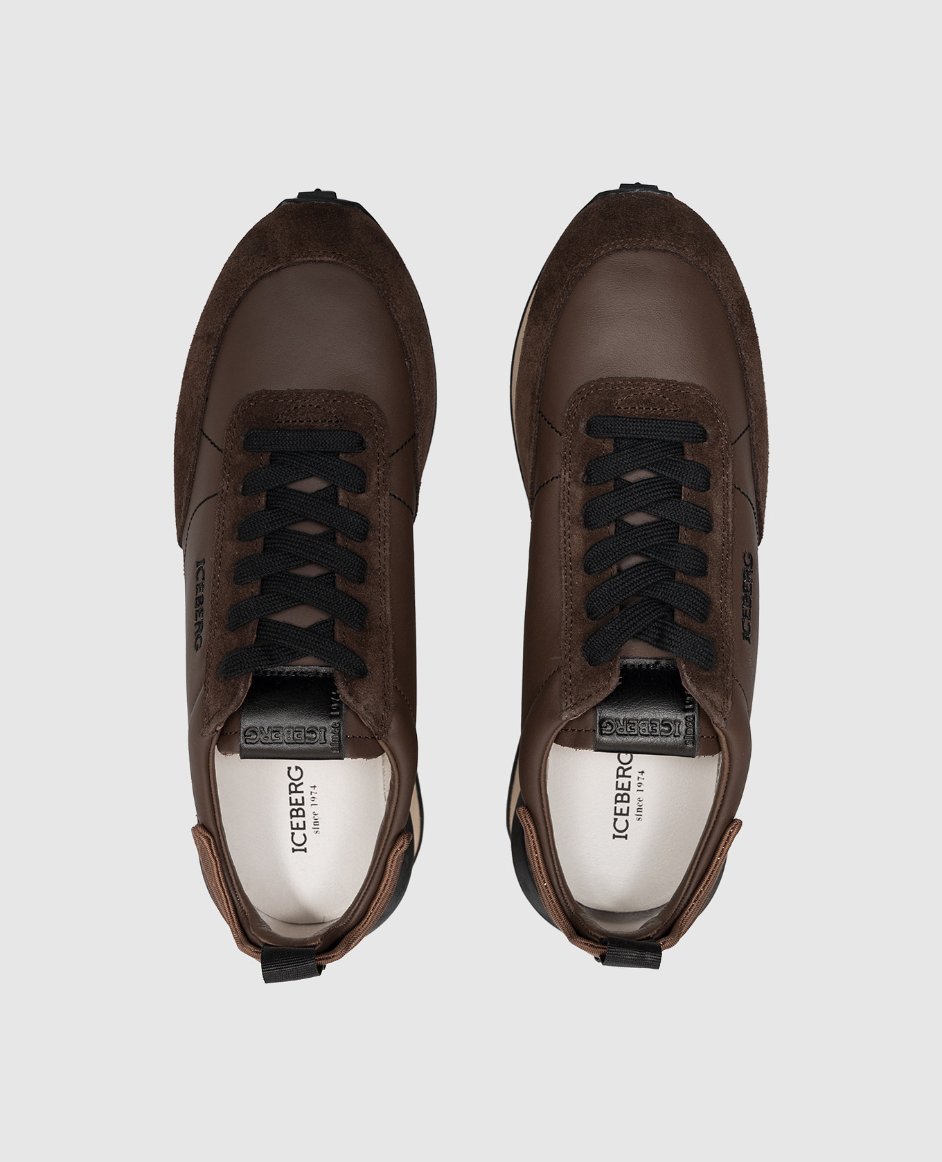 Brown leather sneakers with logo embroidery Iceberg 4