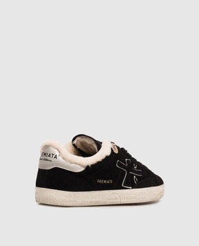Premiata Steven black suede sneakers with fur STEVEND8487M