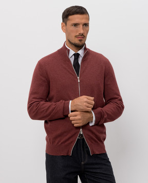 Brunello Cucinelli Burgundy cashmere cardigan M2200106