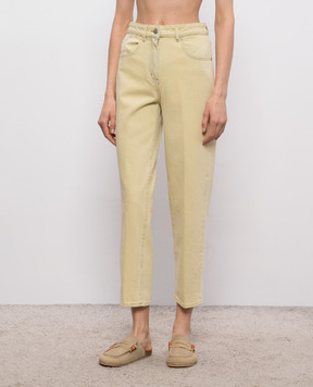 Peserico Yellow jeans with logo patch PM4519LKR04280