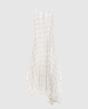 Marc Le Bihan White dress with checked silk 2176
