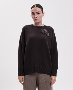 Agnona Brown sweater with applique K2120180K050Q