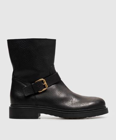 Loren black leather boots