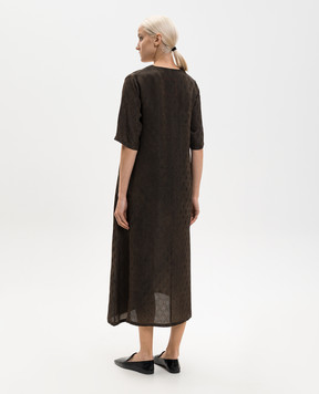 UMA WANG Brown Apostle dress with geometric pattern UP5002