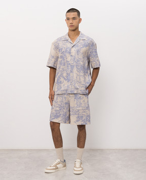Off-White Beige linen shirt with City Nature print 44MGG01QF26F007