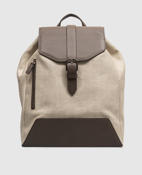 Pini Parma Beige linen combination backpack BACKPCANVBEI