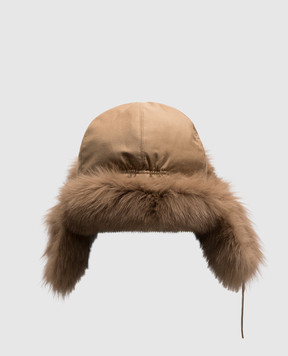 Yves Salomon Enfant Children's brown fox fur earflap hat 23WEA017XXWO2W