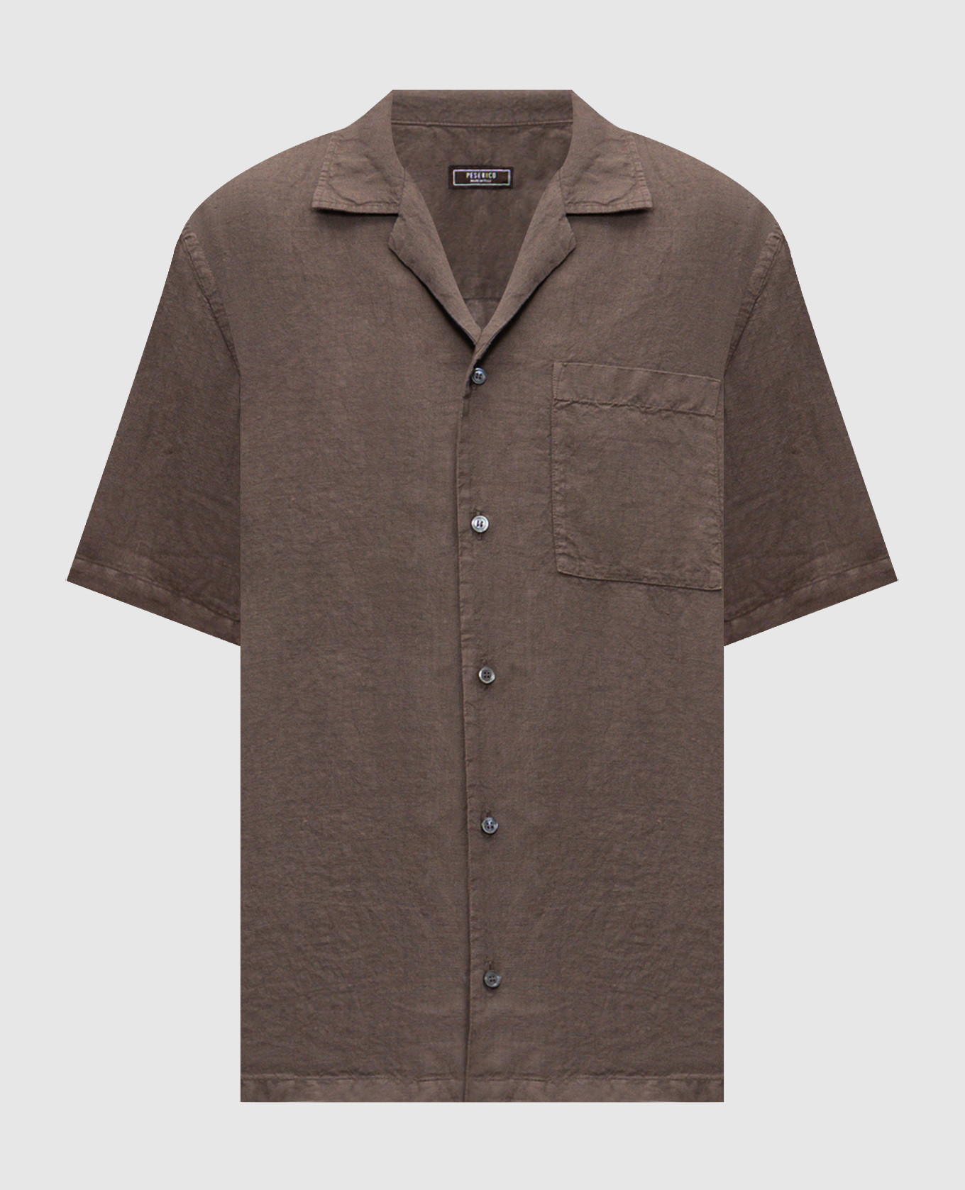 Brown shirt with short sleeves made of linen