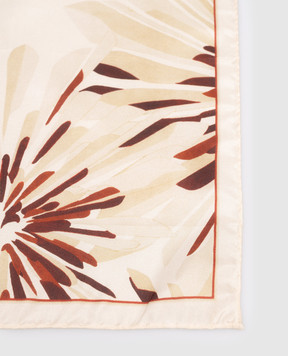 Brunello Cucinelli Beige silk scarf with floral print MFOU0025