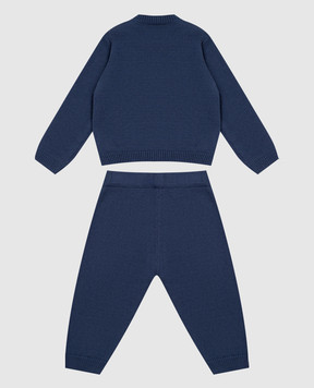 Off-White Children's blue wool suit with embroidery 44B2X004F26K001