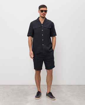 ISAIA Blue linen shirt CAM223P9110