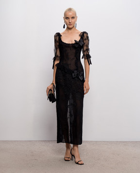 Alessandra Rich Black lace midi dress FABX4400P4871