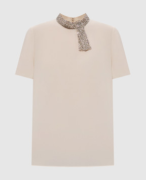 Valentino Beige silk blouse with crystals 9B3AEBY021B