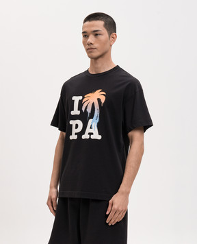 Palm Angels Black T-shirt with I Love PA print PMAA109S26JER007