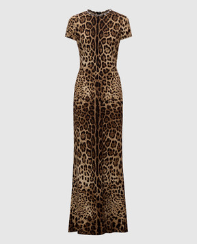 Dolce&Gabbana Brown printed silk maxi dress F618EZFSADD