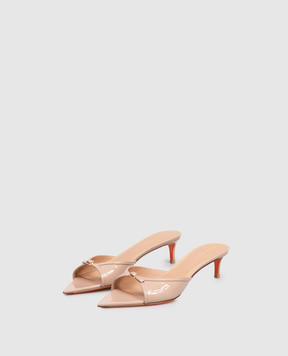 Santoni Beige patent leather mules WHTQ71691HA2NVHD