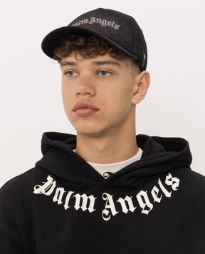 Palm Angels Black cap with logo embroidery PAMLB001FB012