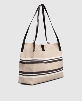 Balmain Beige Release tote bag with logo pattern GN1FF034TJBR