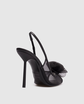 Le Silla Black Rose slingbacks with flower applique 5308F090BXPPNEM