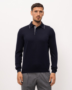 Stefano Ricci Blue wool, cashmere and silk polo shirt KE08004P03E26374