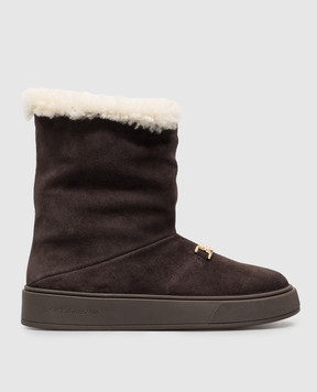 Dolce&Gabbana Children's brown suede boots with fur D11449A3M562735