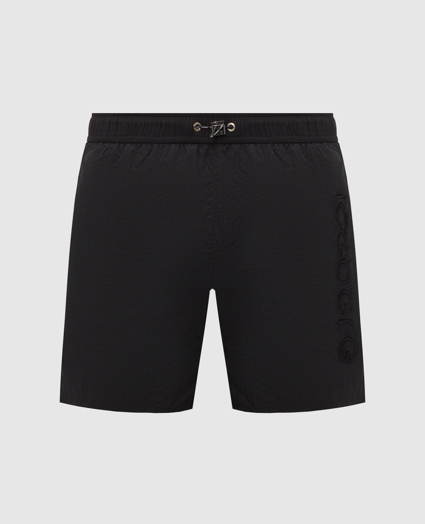 Black swim shorts with logo embroidery
