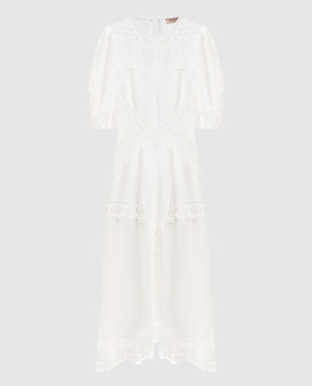 Twinset White linen dress with openwork inserts 261TT2240
