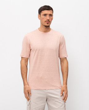 Brunello Cucinelli Pink melange linen t-shirt MW8351308