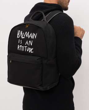 Balmain Children's black backpack with contrasting lettering BZ0I26Z0042