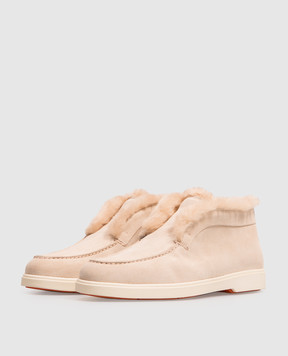 Santoni Beige suede deserts with fur WUYA58457TISAPFR