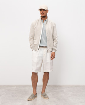 Pini Parma Blue polo with linen POLOCOLIWAGR
