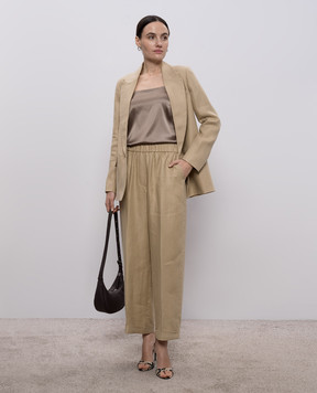 Peserico Beige linen trousers with lapels A0403602606