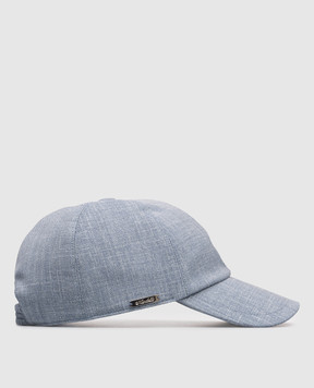 Enrico Mandelli Blue cap made of wool, silk and linen CAP4016020